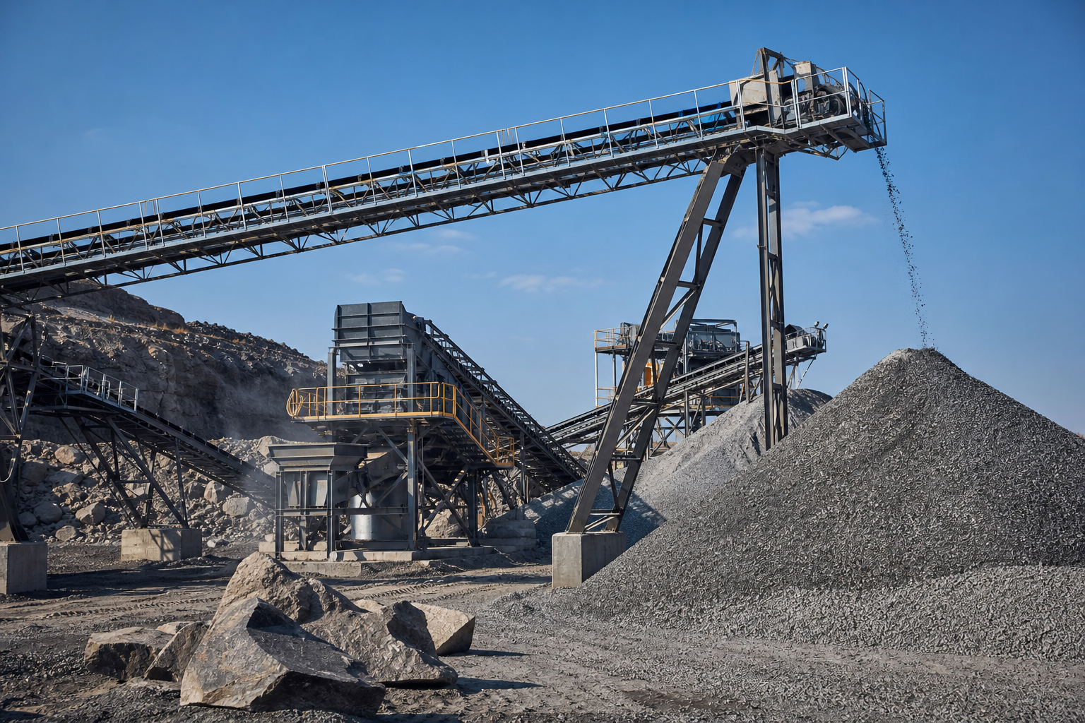 Aggregate quarry and industrial conveyor system