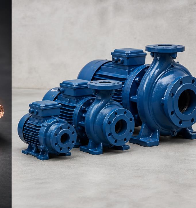 Blue heavy-duty industrial pumps